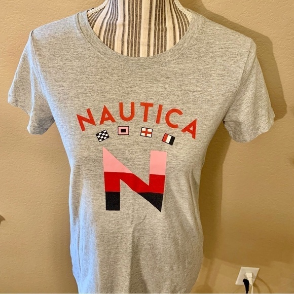 Nautica Tee Small Grey Nautica Graphic Red Pink Navy Blue Int’l Logo Short Slvs - Picture 2 of 14